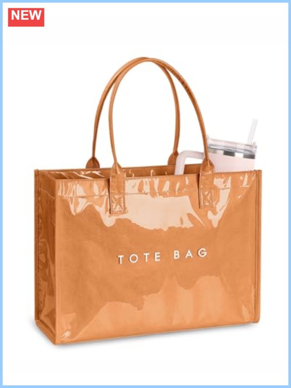 PVC Kraft Paper Tote Bag Top Handle Letter Print Waterproof Beach Travel
